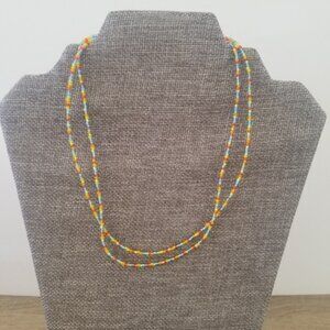 Glass bead double strand necklace